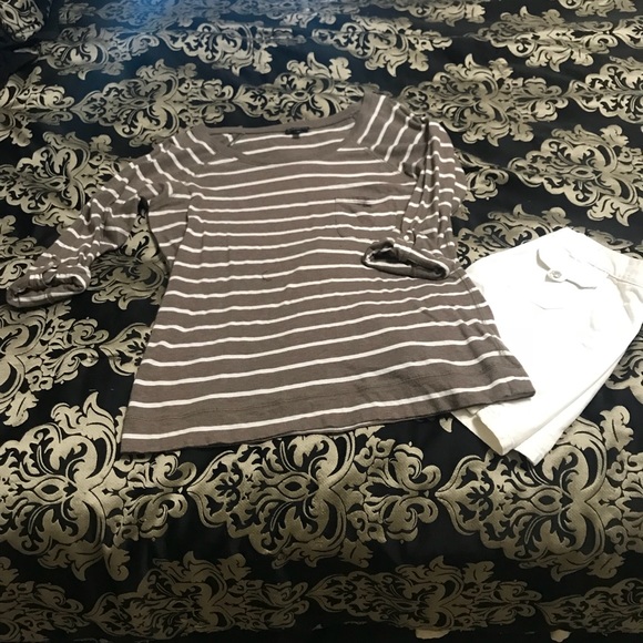 Express Tops - Express Heathered Brown & White Long Sleeve Tee